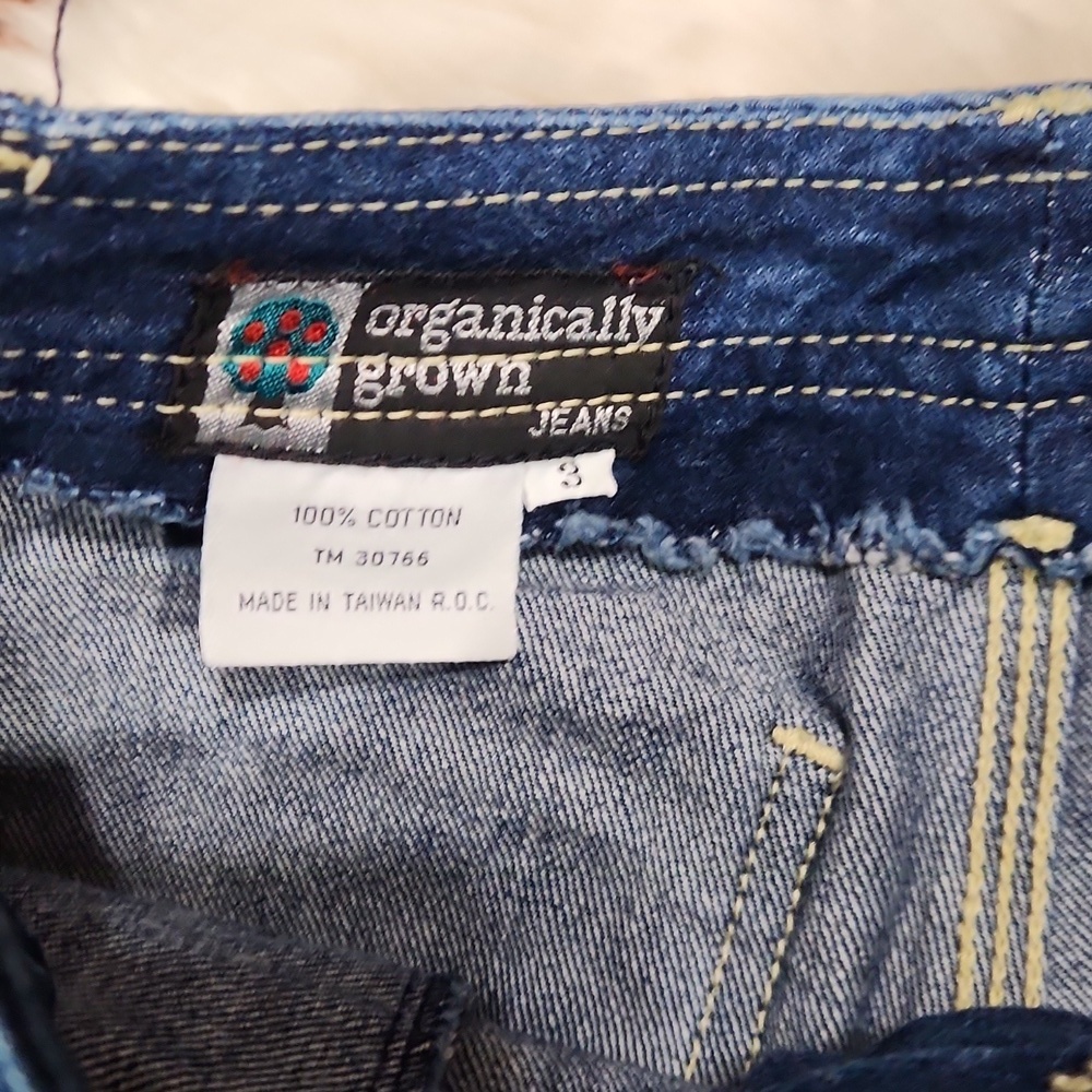 Vintage 70's Organically Grown Embroidered Pocket High Rise Dark Wash Jeans - Picture 5 of 10